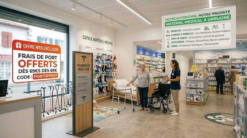 Mat&eacute;riel M&eacute;dical &agrave; Urrugne : Location et Vente &agrave; la Pharmacie Ongi Izan