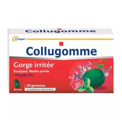 Cooper Collugomme gorge irritée eucalyptus menthe poivrée 30 gommes