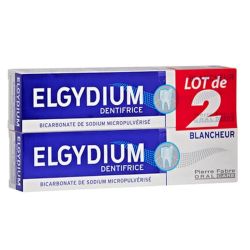 Elgydium dentifrice blancheur anti tâches, anti caries 2x75ml