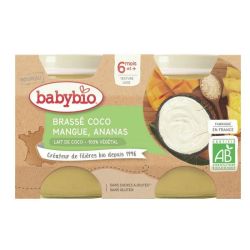 Babybio brassé végétal coco mangue ananas 6 Mois et + Bio 2x130g