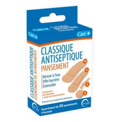 Care+ Pansements Classiques Antiseptiques 4 Formats x30