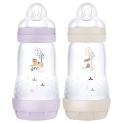 MAM 2 biberons Easy Start 260 ml 2 mois et + débit 2 Lilas/Sable