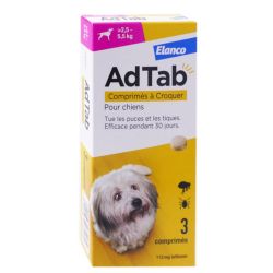Elanco AdTab 112mg Chien 2,5–5,5 kg  3 comprimés