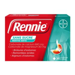 Rennie sans sucre menthe verte 36 comprimés à croquer