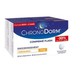 ChronoDorm Melatonine 1mg 2x30 comprimés sublinguaux -30% offert sur la 2ème boîte