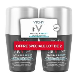 Vichy homme déodorant invisible resist détranspirant 72h roll-on lot de 2 x 50 ml