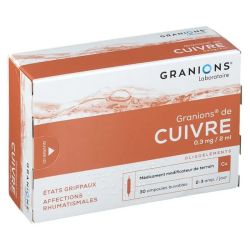 Granions Cuivre 2mg oligoéléments 30 ampoules buvables