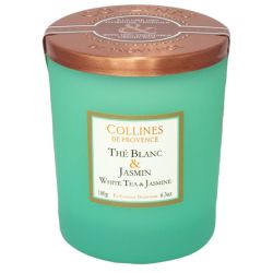 Collines de Provence bougie parfumée colorée thé blanc & jasmin 180g