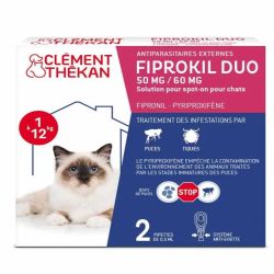 Clément Thékan Fiprokil Duo Antiparasitaire Chat 1 à 12 kg Pipettes x 2