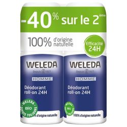 Weleda Déodorant Homme Roll-on 24H Lot de 2 x 50 ml