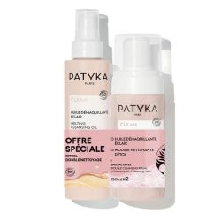Patyka Clean huile démaquillante éclair bio 150 ml + mousse nettoyante détox bio 150 ml offre spéciale