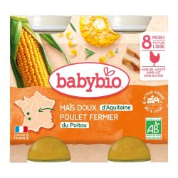 Babybio Petit pot Mais doux d'Aquitaine & Poulet fermier du Poitou 2 x 200 g