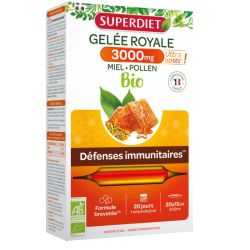 Superdiet gelée royale 3000mg bio 20 ampoules