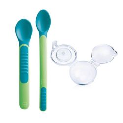 MAM Cuillères thermosensibles + étui 6 mois et + couleur vert