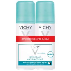 Vichy déodorant anti-transpirant anti-traces aérosol 48h lot de 2 x 125 ml