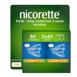 Nicorette 2 mg  80 Comprimés à Sucer  Goût Fruit