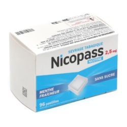 Nicopass 2,5 mg menthe fraîcheur sans sucre 96 pastilles
