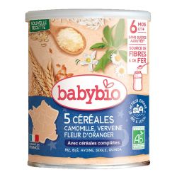 Babybio céréales verveine fleur d'oranger camomille 6 mois et + 220g