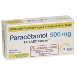 EG LABO Paracetamol 500 mg - pour douleurs et fièvre boîte 16 comprimés
