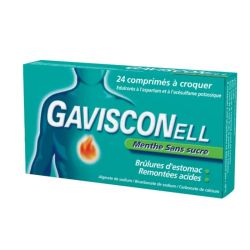 Gavisconell menthe sans sucre 24 comprimé à croquer