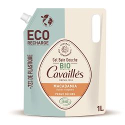 Cavaillès eco recharge gel bain et douche huile de macadamia bio peaux sèches 1litre