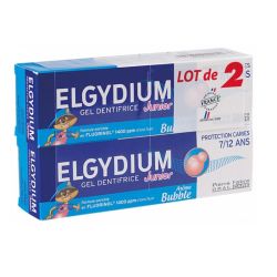 Elgydium gel dentifrice Junior Protection caries 7/12 Ans arôme Bubble lot de 2 x 50 ml