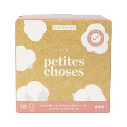 Les Petites Choses serviettes hygiéniques Nuit coton Bio boîte de 10