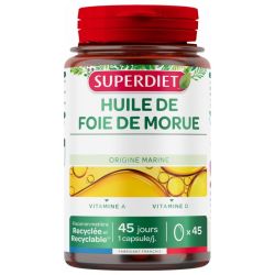 Superdiet Huile de foie de morue bio 45 capsules