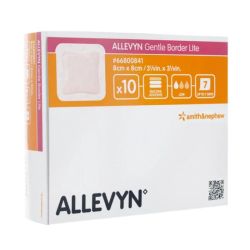 Allevyn Gentle Border Lite Carré pansement adhésif siliconé 8x8 10 pansements