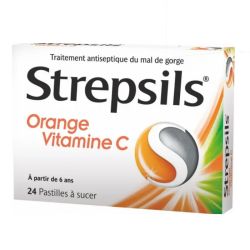Strepsils orange vitamine C 24 pastilles à sucer