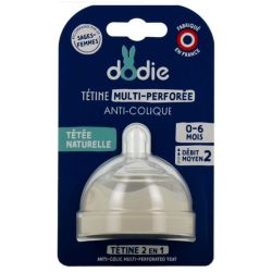Dodie tétine multi-perforée anti-colique débit moyen 0-6 mois