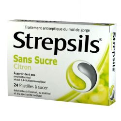 Strepsils citron sans sucre 24 pastilles à sucer