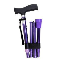 Aquaromat canne pliante et réglable en aluminium violet avec dragonne AQ032