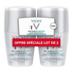 Vichy déodorant invisible resist dermo détranspirant 72h roll-on lot de 2 x 50 ml