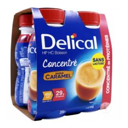 Delical Concentré Boisson HP/HC Sans Lactose Saveur Caramel 4 x 200 ml
