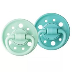 Dodie 2 sucettes rondes anatomiques+6m caoutchouc pleine nature