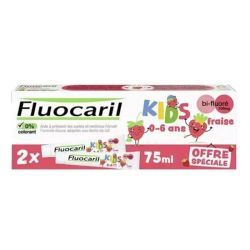 Fluocaril  dentifrice Kids bi-fluoré 0-6 ans fraise 2x75ml