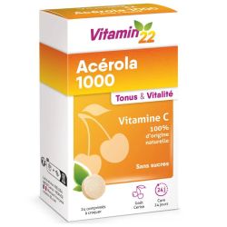 Vitamin'22 Acérola 1000 Vitamine C naturelle 24 comprimés à croquer
