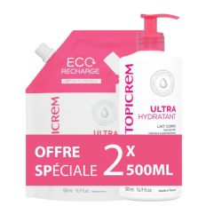 Topicrem Ultra hydratant Lait Corporel 500 ml + Recharge 500 ml