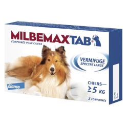 Elanco Milbemax vermifuge spectre large chiens de + 5 kg 2 comprimés