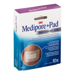 3M Santé Medipore+Pad 10 pansements et compresses absorbantes 5cm x 7,2cm