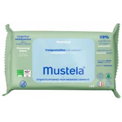 Mustela lingettes nettoyantes compostables parfumée 60 lingettes