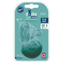 Dodie Sensation+ 2 Tétines Plate Col Large 0-6 Mois Débit 1 Lent