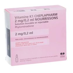 Vitamine K1 Cheplaph 2mg / 0,2 ml nourrissons 5 ampoules
