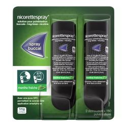 Nicorette spray 1mg/dose solution buccale fraicheur fruits rouges 2flacons 13,2ml