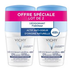 Vichy déodorant minéral 48h roll-on lot de 2 x 50 ml