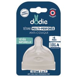 Dodie tétine multi-perforée anti-colique débit rapide liquides épais 6 mois et +