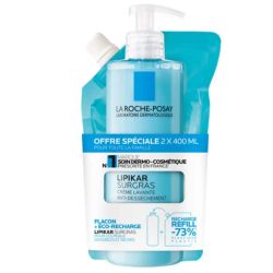 Roche-Posay Lipikar Surgras crème lavante anti-dessèchement 400 ml + éco-recharge 400 ml