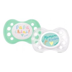 Dodie 2 Sucettes Anatomiques Silicone 0-6 Mois - Modèle : Maman + Papa