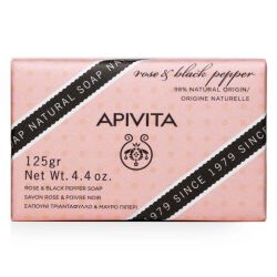 Apivita savon à la rose et au Poivre Noir 125g